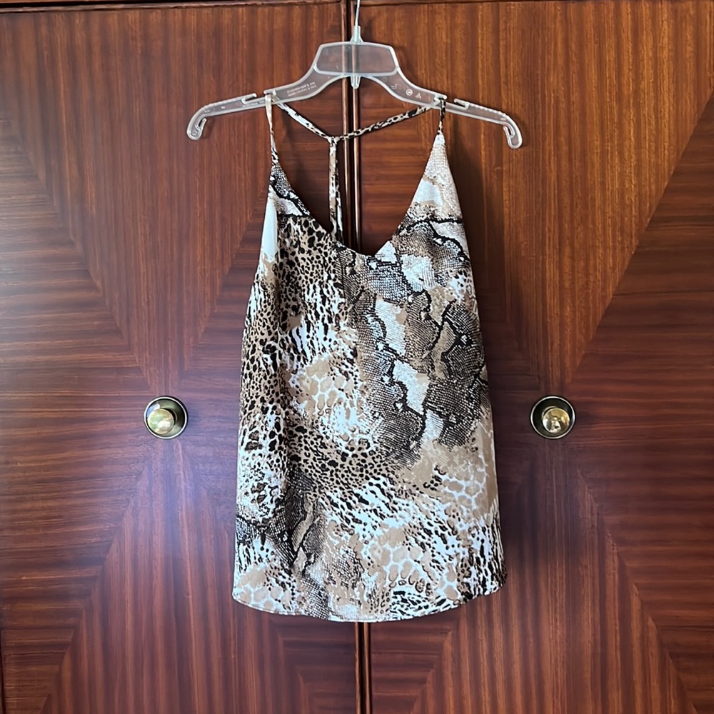 Asher snake skin print loose fit tank top